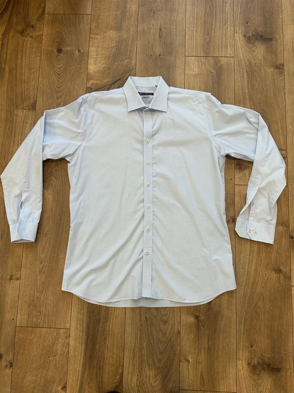 Hickey Freeman Light Blue Micro-Check Dress Shirt